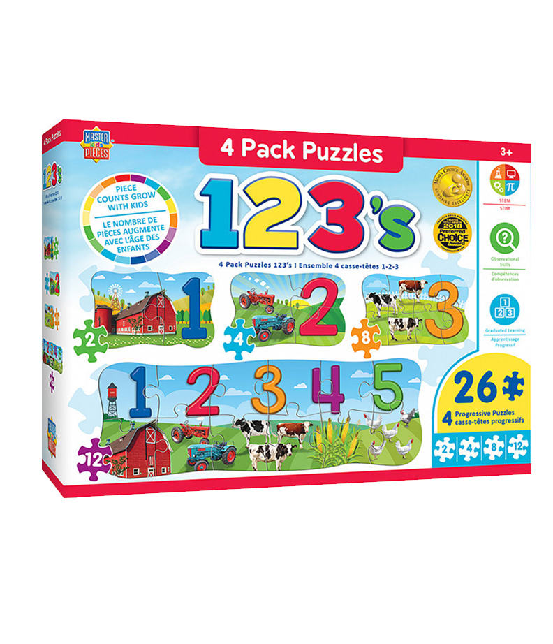 Masterpieces Puzzle Educational 4 Pack 123 on the Farm_Box