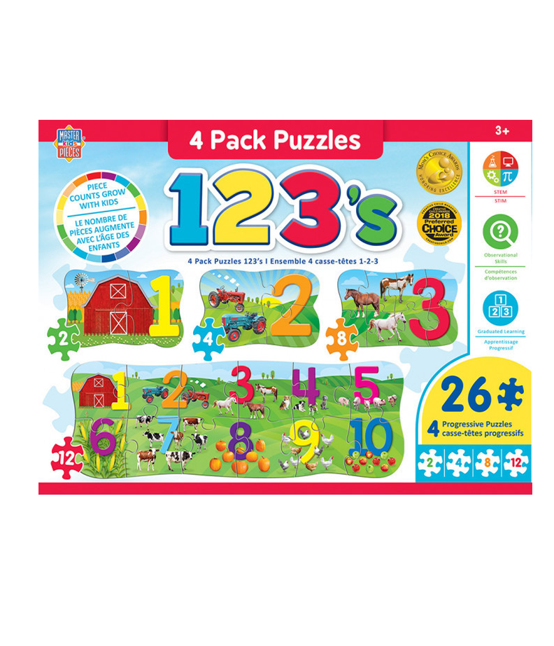 Masterpieces Puzzle Educational 4 Pack 123 on the Farm_Cover